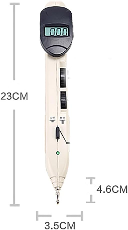 White electronic device with digital display and measurements on a white background