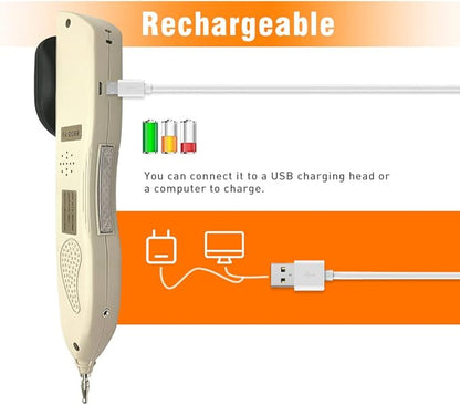 Rechargeable device with USB charging cable on an orange background